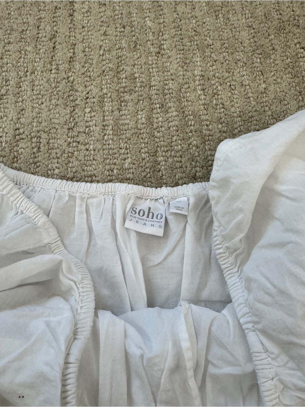 Soho White Off-Shoulder Eyelet Hem Top - Picture 5 of 6